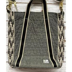 cinda b. Gray and Tan Tote Bag with Patterned Interior